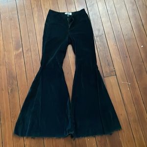 Black Suede Free People Bell Bottoms